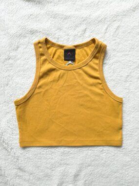 Nike Jordan Cropped Tank Top Mustard Yellow Ribbed Size Medium